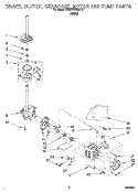 BRAKE, CLUTCH, GEARCASE, MOTOR AND PUMP Diagram and Parts List for KAWE777BWH1  KitchenAid Washer