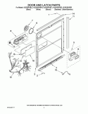 DOOR AND LATCH PARTS Diagram and Parts List for KUDK30IVSS3  Whirlpool Dishwasher