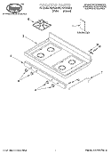 COOKTOP, LITERATURE Diagram and Parts List for FGP325HN0  Roper Range