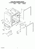 TUB AND FRAME PARTS Diagram and Parts List for DW324K1ABL0  Whirlpool Dishwasher