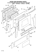 DOOR AND DRAWER PARTS Diagram and Parts List for YGR556LRKC0  Whirlpool Range