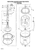 AGITATOR, BASKET AND TUB PARTS Diagram and Parts List for 2DLSQ7533JQ5  Whirlpool Washer