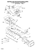 MOTOR AND ICE CONTAINER Diagram and Parts List for 6GD25DCXHW02  Whirlpool Refrigerator