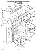 CONTROLS AND REAR PANEL PARTS Diagram and Parts List for 1CLSR7300PQ1  Whirlpool Washer