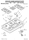 COOKTOP, BURNER AND GRATE PARTS Diagram and Parts List for KGCS166GSS05  KitchenAid Cooktop