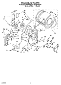 BULKHEAD PARTS Diagram and Parts List for 7MLGR3624JT4  Whirlpool Dryer