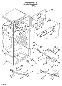 LINER PARTS Diagram and Parts List for RT18BKXKQ03  Roper Refrigerator