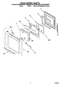 OVEN DOOR PARTS Diagram and Parts List for YKEBC208KW0  KitchenAid Wall Oven