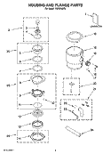 HOUSING AND FLANGE PARTS Diagram and Parts List for KCDS100T0  KitchenAid Food Waste Disposer