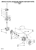 BRAKE, CLUTCH, GEARCASE, MOTOR AND PUMP PARTS Diagram and Parts List for CAWS953RQ0  Crosley Washer