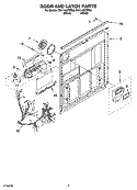 DOOR AND LATCH PARTS Diagram and Parts List for DU1148XTPB0  Whirlpool Dishwasher