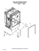 TUB AND FRAME PARTS Diagram and Parts List for DP1040XTXB1  Whirlpool Dishwasher