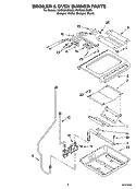 BROILER & OVEN BURNER PARTS Diagram and Parts List for YGW395LEGQ6  Whirlpool Range