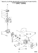 BRAKE, CLUTCH, GEARCASE, MOTOR AND PUMP Diagram and Parts List for KAWE870BWH0  KitchenAid Washer