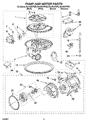 PUMP AND MOTOR PARTS Diagram and Parts List for GU1200XTKT0  Whirlpool Dishwasher