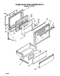 OVEN DOOR AND DRAWER Diagram and Parts List for SF375PEWN3  Whirlpool Range