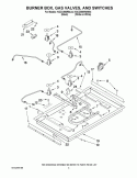 BURNER BOX, GAS VALVES, AND SWITCHES Diagram and Parts List for KGCC566RBL04  KitchenAid Cooktop