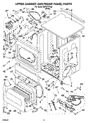 UPPER CABINET AND FRONT PANEL PARTS Diagram and Parts List for CSP2771KQ2  Whirlpool Dryer