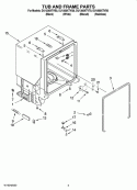TUB AND FRAME PARTS Diagram and Parts List for DU1300XTVQ0  Whirlpool Dishwasher