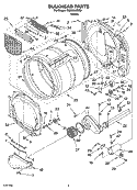 BULKHEAD PARTS Diagram and Parts List for WGD8500SR0  Whirlpool Dryer