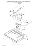 BURNER BOX, GAS VALVES, AND SWITCHES Diagram and Parts List for KDRS407VSS04  KitchenAid Range