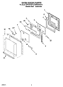 OVEN DOOR PARTS Diagram and Parts List for KDRP407HBU10  KitchenAid Range