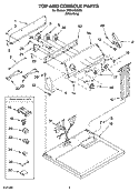 TOP AND CONSOLE PARTS Diagram and Parts List for WED5700SW0  Whirlpool Dryer