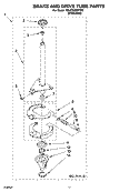 BRAKE AND DRIVE TUBE PARTS Diagram and Parts List for 7MLSD8900PW0  Whirlpool Washer
