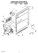 DOOR AND LATCH PARTS Diagram and Parts List for KUDT03STBL1  KitchenAid Dishwasher