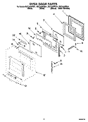 OVEN DOOR PARTS Diagram and Parts List for GSC308PRB01  Whirlpool Microwave Oven Combo