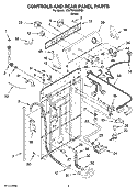 CONTROLS AND REAR PANEL PARTS Diagram and Parts List for 1CWTW5300SQ0  Whirlpool Washer