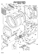 BULKHEAD PARTS Diagram and Parts List for GEQ8831LL0  Whirlpool Dryer