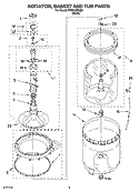 AGITATOR, BASKET AND TUB PARTS Diagram and Parts List for RTW4400SQ0  Roper Washer
