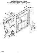 DOOR AND LATCH PARTS Diagram and Parts List for DUL240XTPT1  Whirlpool Dishwasher