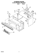 CABINET PARTS Diagram and Parts List for KHMC107EBT2  KitchenAid Microwave