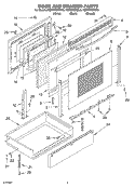 DOOR AND DRAWER Diagram and Parts List for KGRT600HBL6  KitchenAid Range