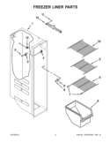 FREEZER LINER PARTS Diagram and Parts List for WRS325FDAB01  Whirlpool Refrigerator