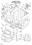CABINET PARTS Diagram and Parts List for GEQ8821LL1  Whirlpool Dryer
