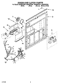 DOOR AND LATCH PARTS Diagram and Parts List for GU2600XTPB1  Whirlpool Dishwasher
