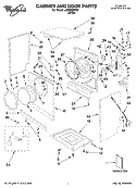 CABINET AND DOOR PARTS Diagram and Parts List for LEW0050PQ1  Whirlpool Dryer