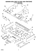BURNER BOX, GAS VALVES, AND SWITCHES, OPTIONAL PARTS Diagram and Parts List for KGCP463KSS04  KitchenAid Cooktop