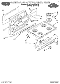 COOKTOP AND CONTROL PANEL, LITERATURE Diagram and Parts List for FGP335YW2  Roper Range