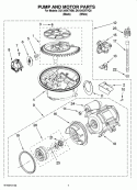 PUMP AND MOTOR PARTS Diagram and Parts List for DU1345XTVB0  Whirlpool Dishwasher