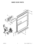 INNER DOOR PARTS Diagram and Parts List for KUDC10FXBL6  KitchenAid Dishwasher