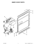 INNER DOOR PARTS Diagram and Parts List for KUDS35FBWH1  KitchenAid Dishwasher