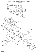 MOTOR AND ICE CONTAINER Diagram and Parts List for 4YED22PQFN04  Whirlpool Refrigerator