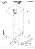 CABINET PARTS Diagram and Parts List for EV150NXMQ01  Whirlpool Freezer