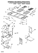INTERIOR AND VENTILATION PARTS Diagram and Parts List for MH3184XPS0  Whirlpool Microwave