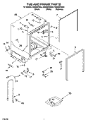 TUB AND FRAME PARTS Diagram and Parts List for KUDI02FRSS0  KitchenAid Dishwasher