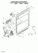 DOOR AND LATCH PARTS Diagram and Parts List for KUDS40CVSS0  KitchenAid Dishwasher